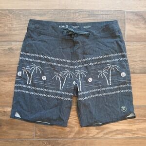 Roark‎ Board Shorts Mens Medium Grey Palm Tree Print The Passage Swim Trunks